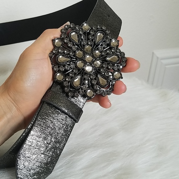 Metallic pewter rhinestones belt - Picture 2 of 5